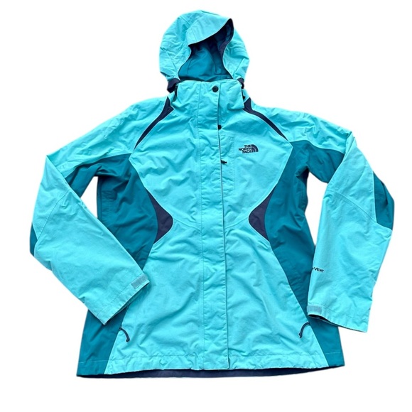 The North Face Jacket Womens Medium Teal Green Hyvent Full Zip Nylon Outer Shell - Picture 1 of 12
